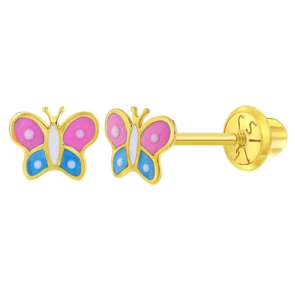 Junior Jewels Kids' Gold Over Silver Diamond Accent Butterfly Earrings