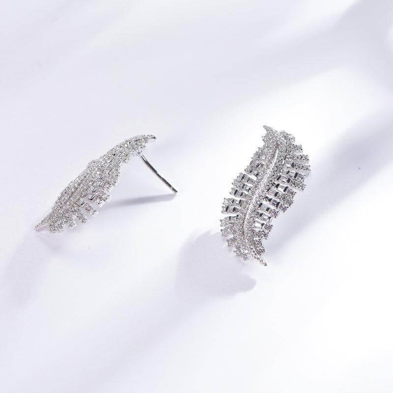 Leaf Inspired Stud Earrings In Sterling Silver - Trendolla Jewelry