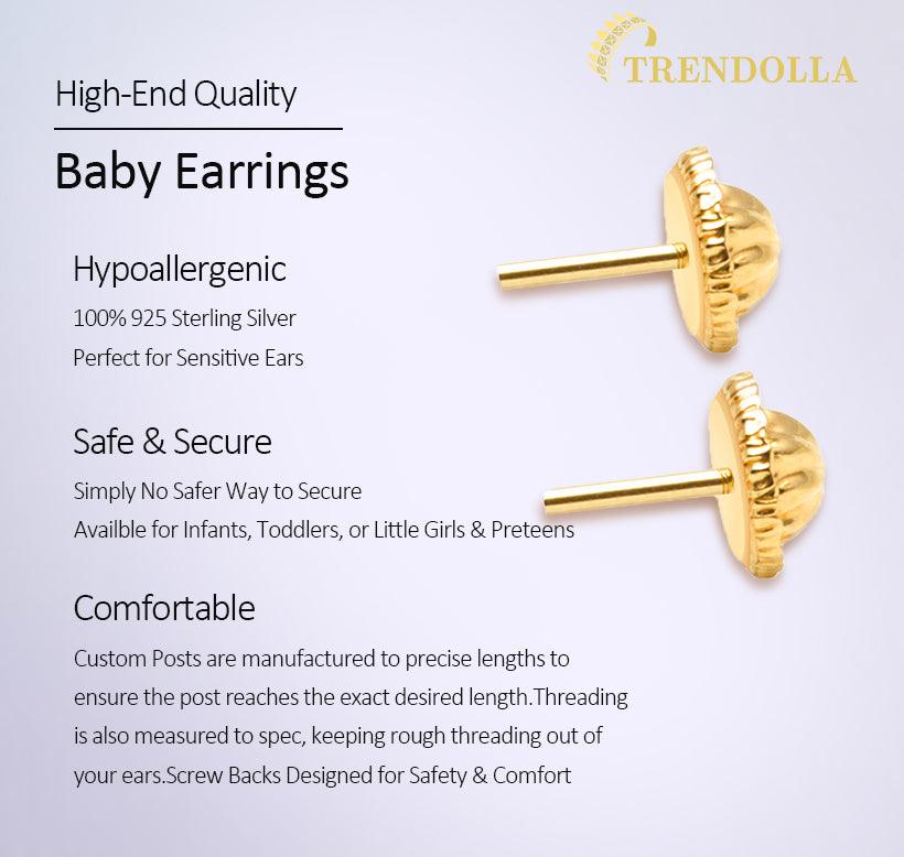Tiny Springtime Flower 4mm Sterling Silver Baby Children Screw Back Earrings - Trendolla Jewelry